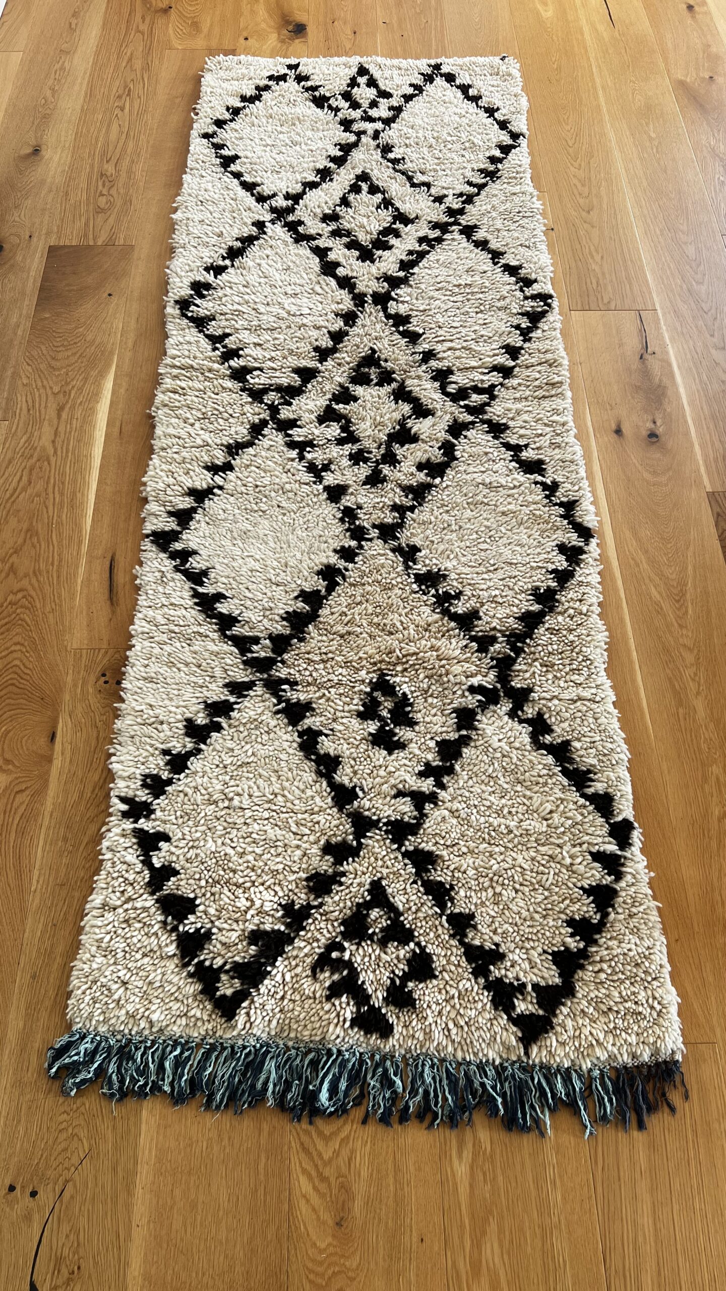 Håndlavet berbisk tæppe i naturuld 78 x 235cm - Billede 4