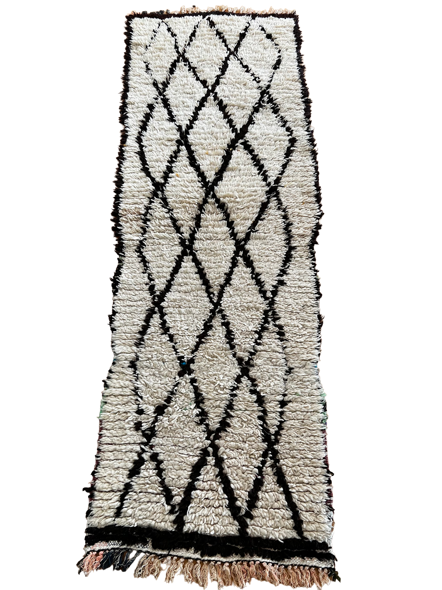 Håndlavet berbisk tæppe i naturuld 80 x 237cm - Billede 1