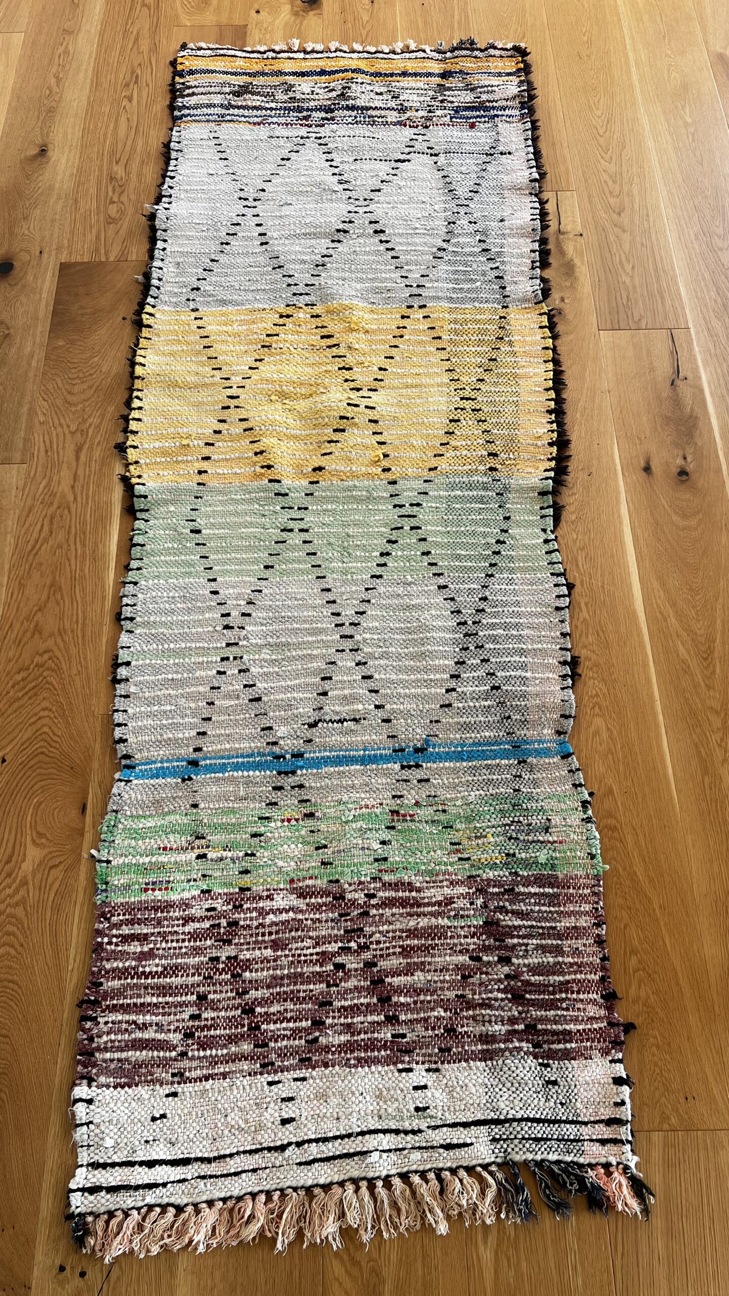 Håndlavet berbisk tæppe i naturuld 80 x 237cm - Billede 3